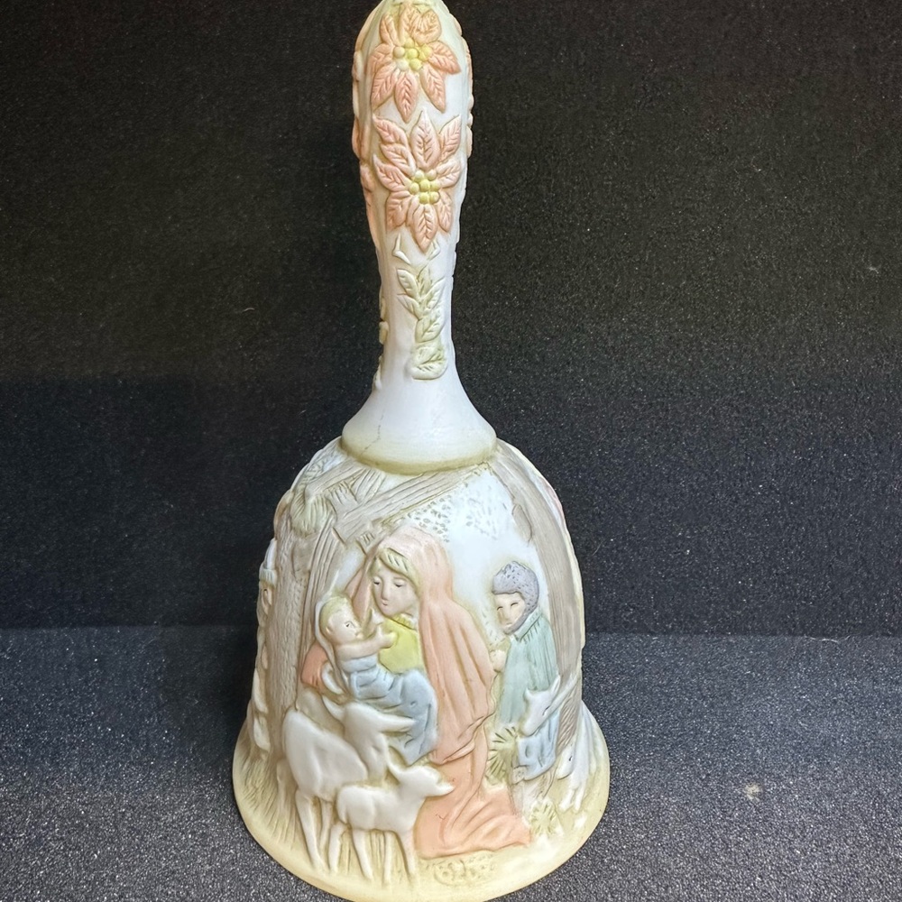 Lefton‎ Christopher Collection 6.75" Come All Ye Faithful Nativity Bell #00330